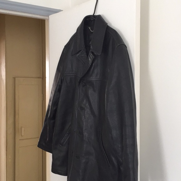 J. Crew men’s black leather jacket Size L EUC - Picture 2 of 3